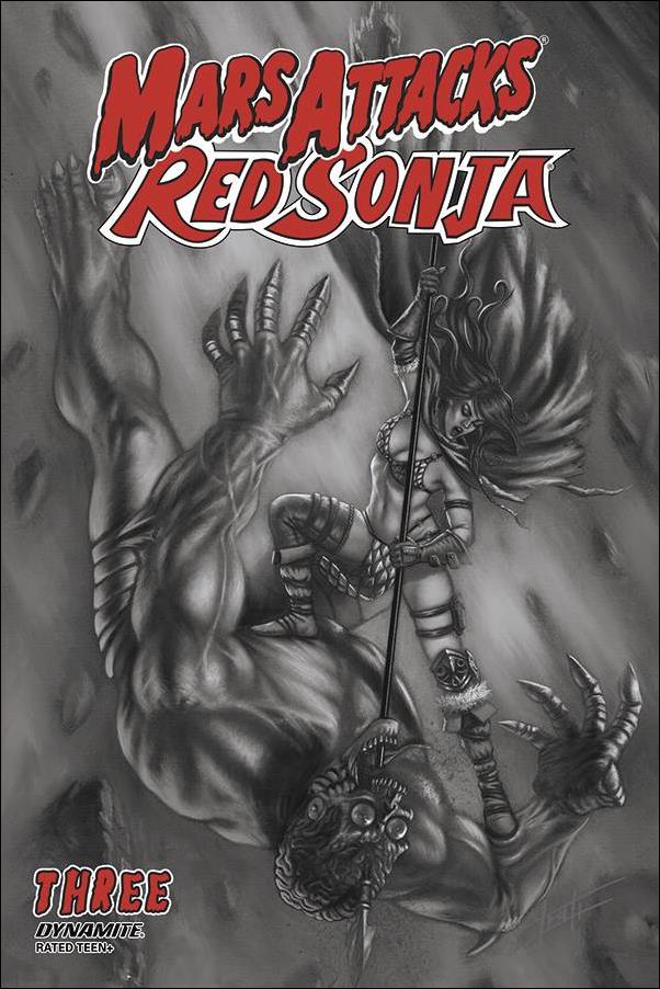 Mars Attacks Red Sonja issue 3-D Luca Strati 1:7 Black & White Cover