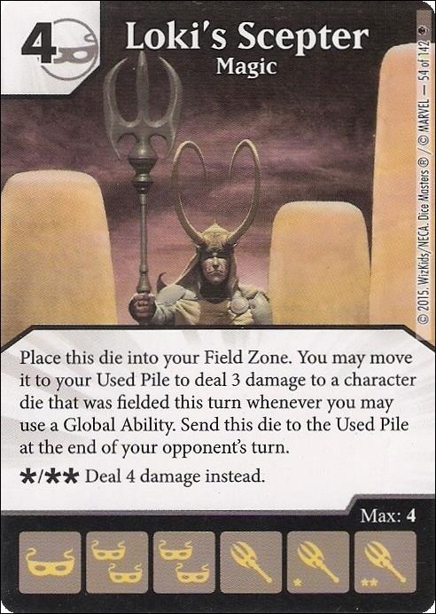 Marvel Dice Masters Age of Ultron  card 54 Loki's Scepter: Magic