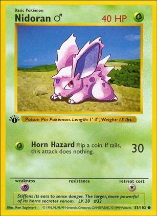 Pokemon (Base Set) card 55/102 Nidoran (1st Edition) - Shadowless
