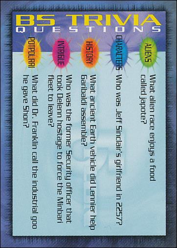 Babylon 5 Special Edition (Trivia Subset) card T-63 B5 Trivia Questions 63