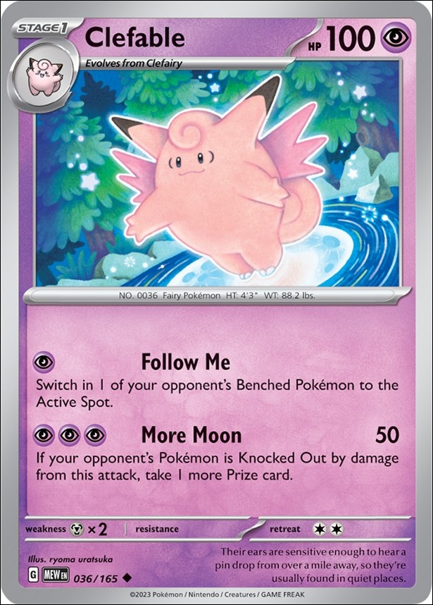 Pokemon: Scarlet & Violet - 151 (Base Set) card 036/165-B Clefable (Reverse Holofoil)