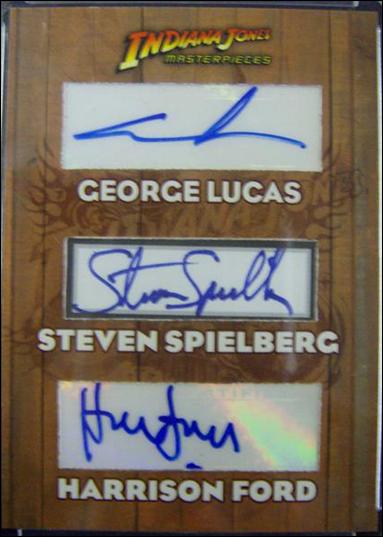 Indiana Jones Masterpieces (Autograph Subset) card nn4 Harrison Ford, Steven Spielberg, George Lucas 1/1