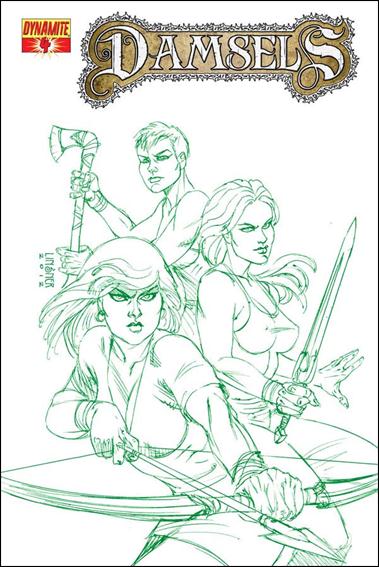 Damsels issue 4-E "Earth Green" Sketch Cover 1/25
