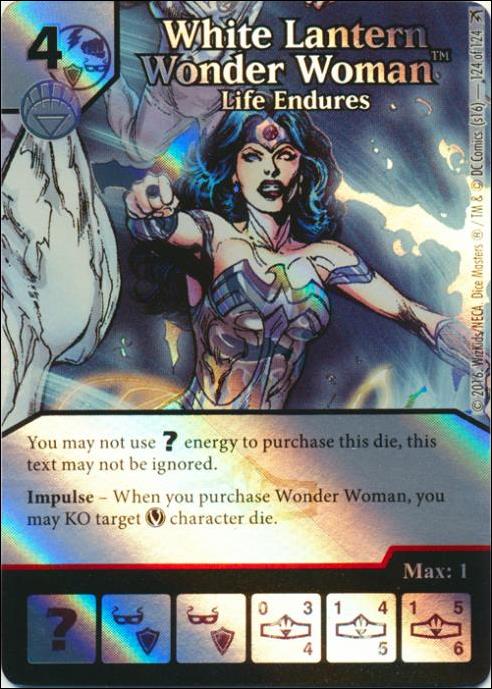 DC Comics Dice Masters Green Arrow and The Flash card 124 White Lantern Wonder Woman: Life Endures