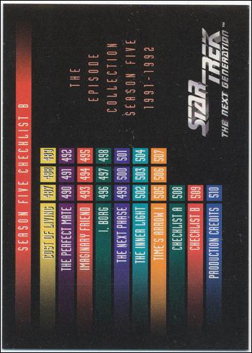 Star Trek: The Next Generation - The Episode Collection Season Five (Base Set) card 509 Season Five Checklist B