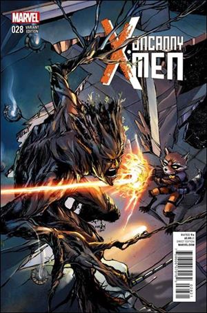 Uncanny X-Men (2013) issue 28-B Rocket Raccoon and Groot Cover