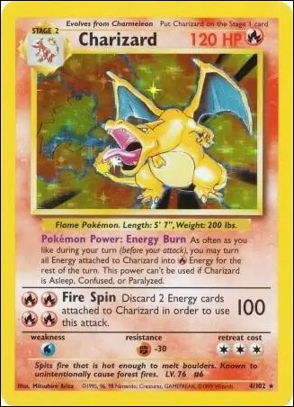 Pokemon (Base Set) card 4/102-C Charizard (Holo) Unlimited