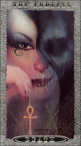 Sandman Trading Cards (Endless Gallery Silver Foil Prototype Subset) card VII Death (Embossed Silver Foil)