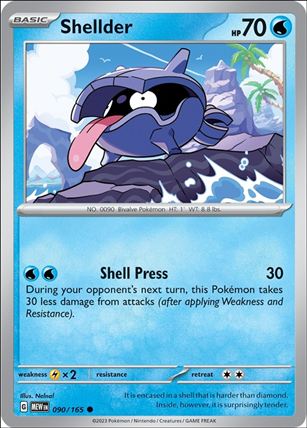 Pokemon: Scarlet & Violet - 151 (Base Set) card 090/165-B Shellder (Reverse Holofoil)