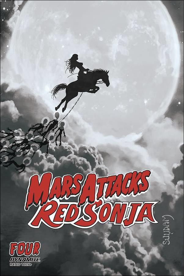 Mars Attacks Red Sonja issue 4-G Arthur Suydam 1:15 Black & White Cover