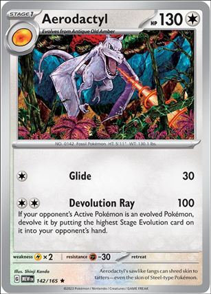 Pokemon: Scarlet & Violet - 151 (Base Set) card 142/165-B Aerodactyl (Reverse Holofoil)