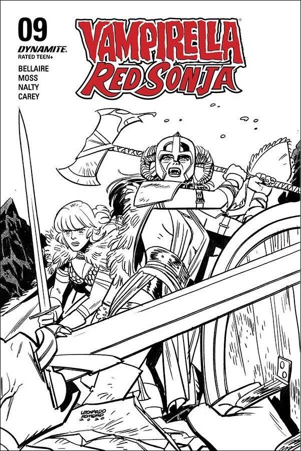 Vampirella / Red Sonja issue 10-Q Leonardo Romero 1:40 Black & White Cover