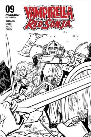 Vampirella / Red Sonja issue 10-Q Leonardo Romero 1:40 Black & White Cover