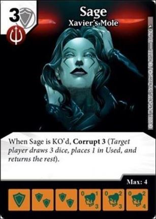 Marvel Dice Masters Dark X-Men Team Pack card 18 Sage: Xavier's Mole