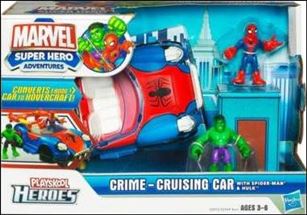 Marvel Super Hero Adventures (Vehicles and Playsets) figure 2 Crime-Cruising Car with Spider-Man and Hulk