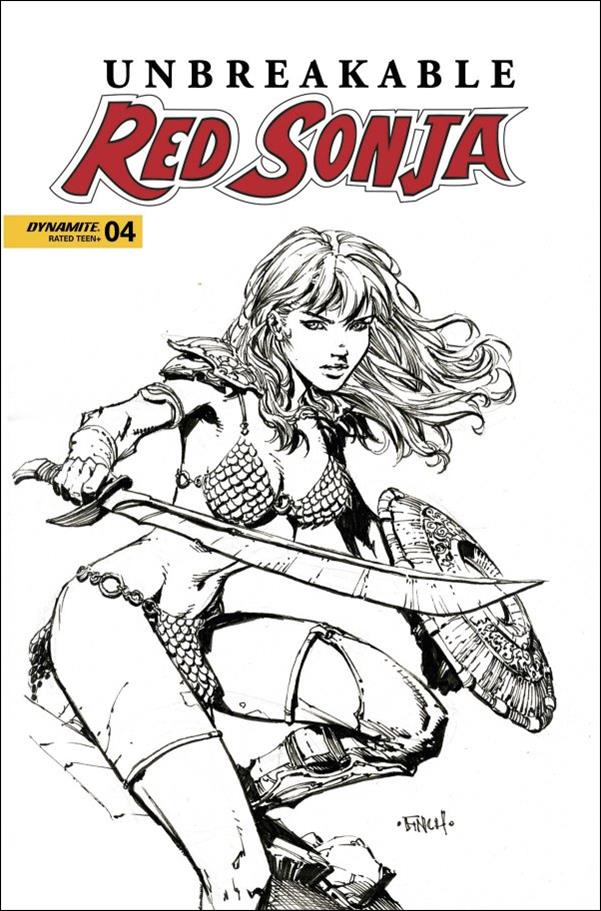 Unbreakable Red Sonja issue 4-D David Finch B&W Cover
