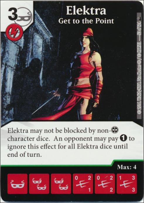 Marvel Dice Masters Deadpool card 53 Elektra: Get to the Point