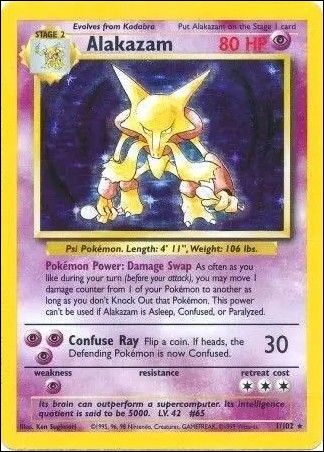 Pokemon (Base Set) card 1/102-C Alakazam (Holo) Unlimited