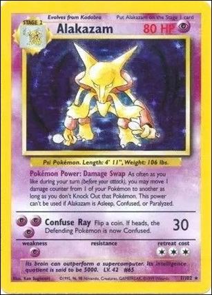 Pokemon (Base Set) card 1/102-C Alakazam (Holo) Unlimited