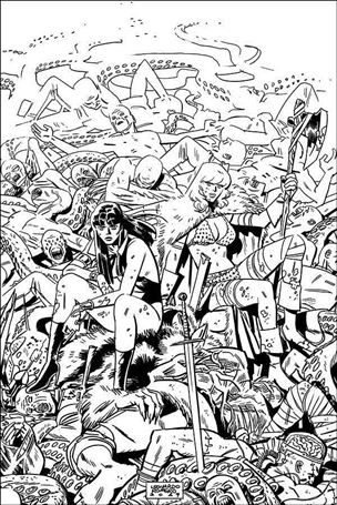 Vampirella / Red Sonja issue 3-L Leonardo Romero 1:21 Black & White Virgin Cover