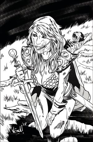 Red Sonja: The Superpowers issue 1-G Vincenzo Federici 1:7 Black & White Virgin Cover