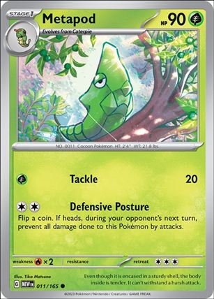 Pokemon: Scarlet & Violet - 151 (Base Set) card 011/165-B Metapod (Reverse Holofoil)