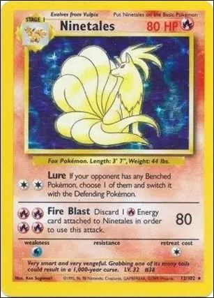 Pokemon (Base Set) card 12/102-C Ninetales (Holo) Unlimited