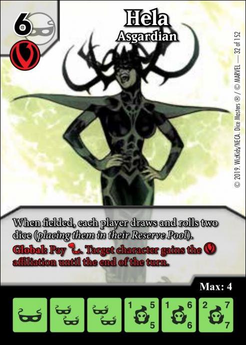 Marvel Dice Masters  Avengers Infinity Gauntlet card 32 Hela: Asgardian