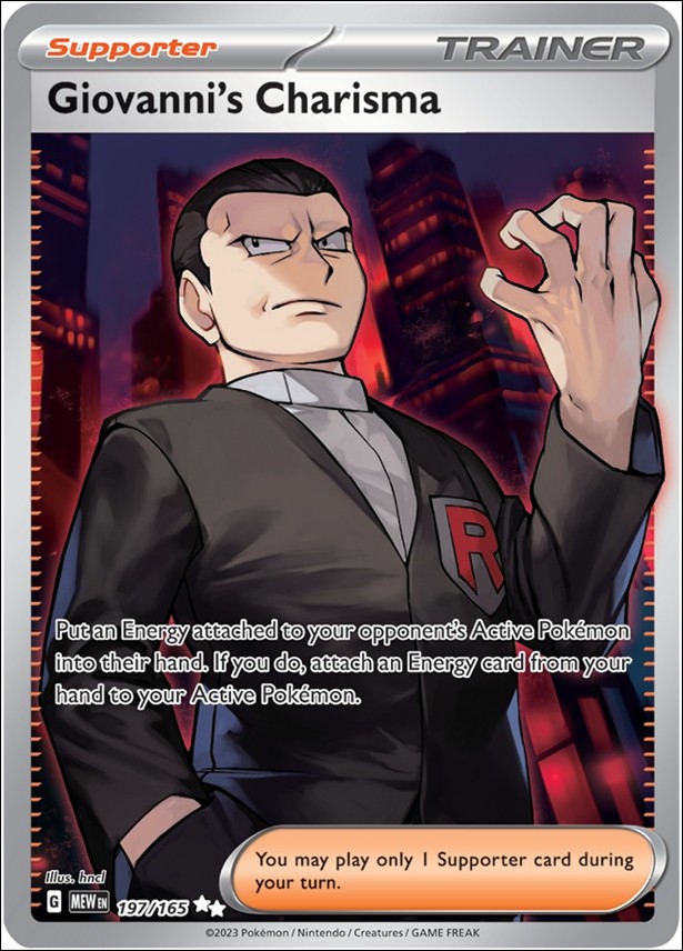 Pokemon: Scarlet & Violet - 151 (Base Set) card 197/165 Giovanni's Charisma (HoloFoil) Full Art 
