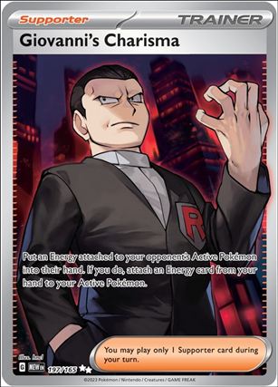 Pokemon: Scarlet & Violet - 151 (Base Set) card 197/165 Giovanni's Charisma (HoloFoil) Full Art 