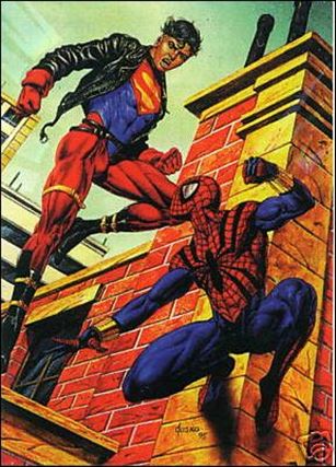 DC Versus Marvel / Marvel Versus DC (Holo F/X Subset) card 11 Spider-Man vs Superboy