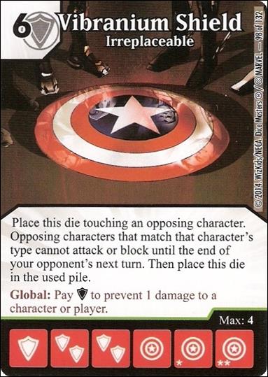 Marvel Dice Masters Avengers vs. X-Men  card 98 Vibranium Shield: Irreplaceable