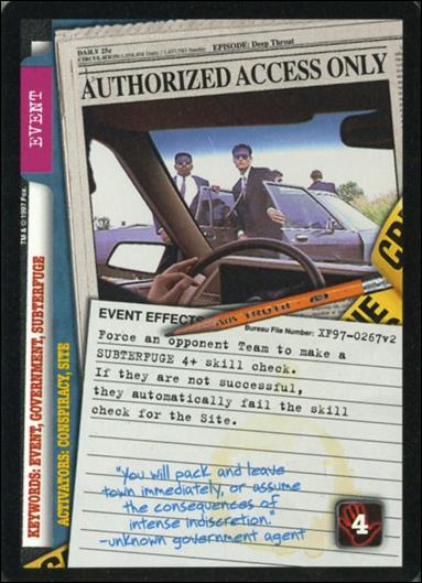 X-Files: The Truth Is Out There (Base Set) card XF97-0267v2 Authorized Access Only