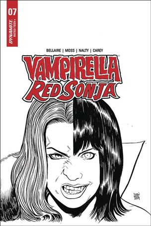 Vampirella / Red Sonja issue 7-I Drew Moss 1:10 Black & White Cover
