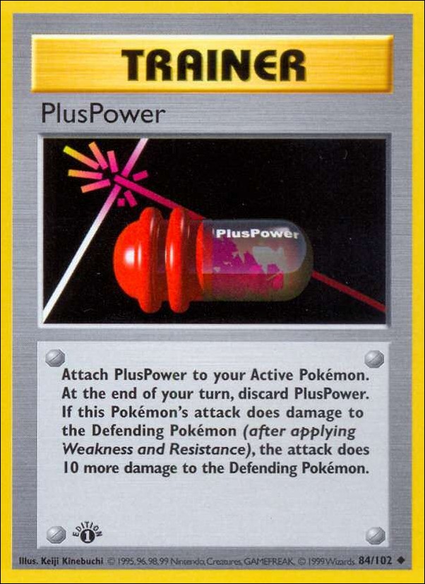 Pokemon (Base Set) card 84/102 PlusPower (1st Edition) - Shadowless