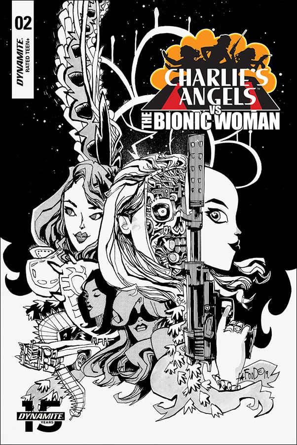Charlie's Angels vs The Bionic Woman issue 2-C Jim Mahfood 1:10 Black & White Cover