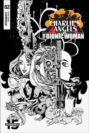Charlie's Angels vs The Bionic Woman issue 2-C Jim Mahfood 1:10 Black & White Cover