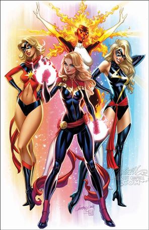 Captain Marvel (2019) issue 1-M J. Scott Campbell Group Cover 1/1500