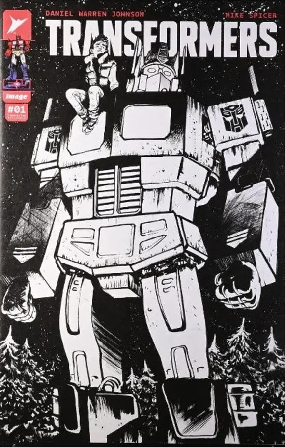 Transformers (2023) issue 1-K Daniel Warren Johnson SDCC Panel 2023 B&W Ashcan