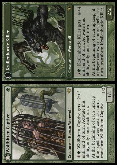 Magic the Gathering: Dark Ascension (Base Set) card 133 Wolfbitten Captive / Krallenhorde Killer