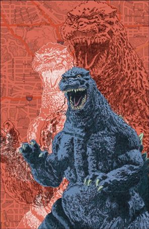 Godzilla vs. America: Los Angeles issue 1-D Dave Baker Virgin 1:50 Cover