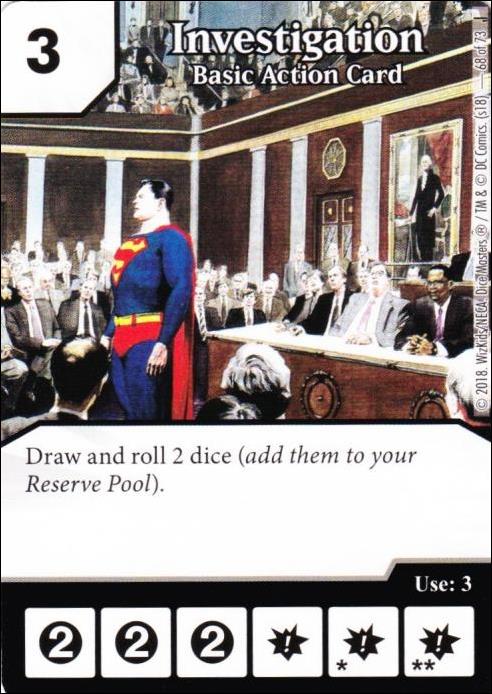 DC Comics Dice Masters Justice card 68 Investigation: Basic Action Card 