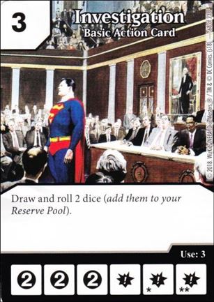 DC Comics Dice Masters Justice card 68 Investigation: Basic Action Card 