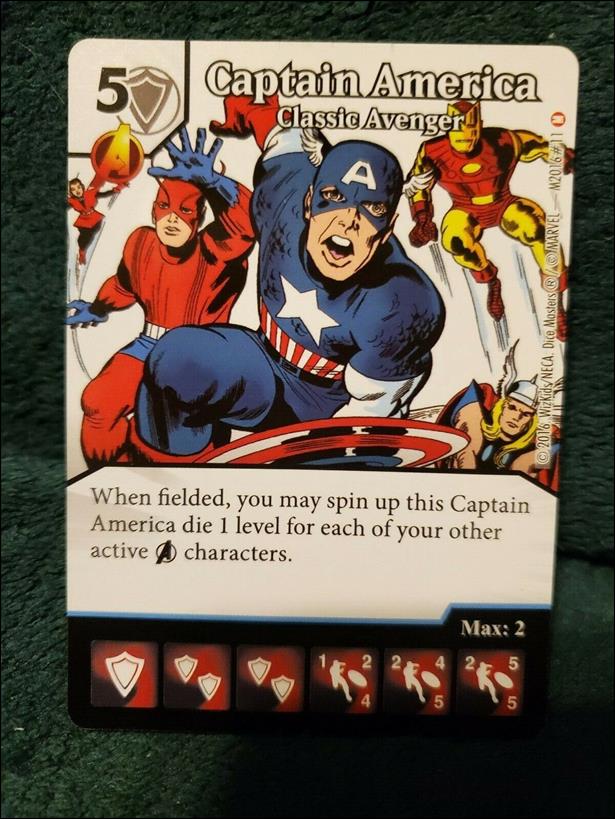 Marvel Dice Masters Civil War card M2016 . 11 Captain America: Classic Avenger