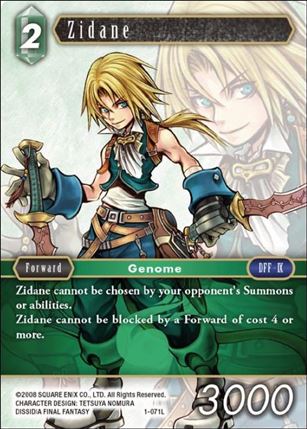 Final Fantasy Trading Card Game: Opus I (Base Set) card 071L Zidane
