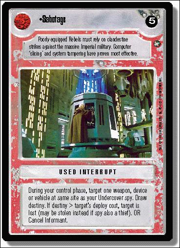 Star Wars: A New Hope Limited (Base Set) card 136 Sabotage
