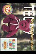 Beanie Babies Series 1 (Base Set) card 135 Teddy the Magenta Bear