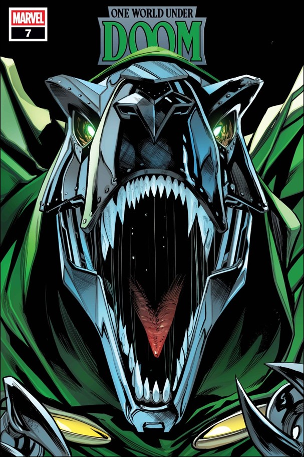One World Under Doom issue 7-B Geoff Shaw Doomasaur Cover