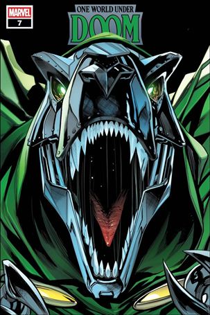 One World Under Doom issue 7-B Geoff Shaw Doomasaur Cover