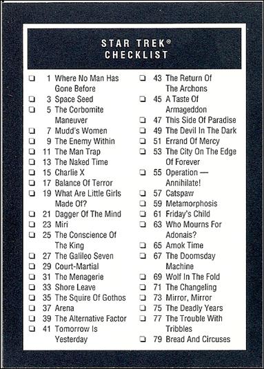 Star Trek 25th Anniversary: Series 1 (Base Set) card 159 Checklist 1